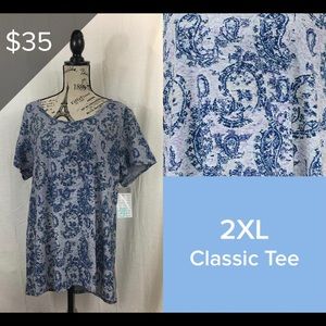 Vintage LuLaRoe Classic T 2XL Blue Grey Floral